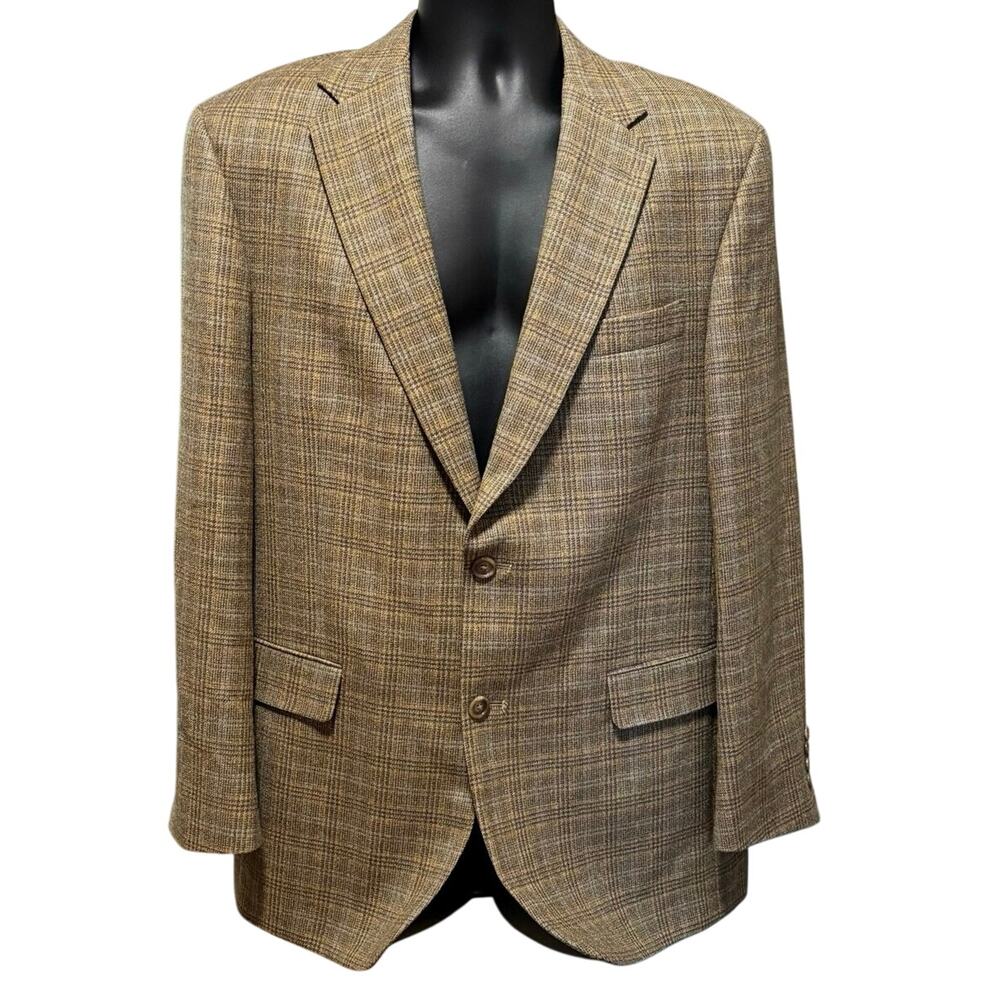 Hart Schaffner Marx Nordstrom Size 42R Blazer Jacket Green Plaid USA Made FLAWS
